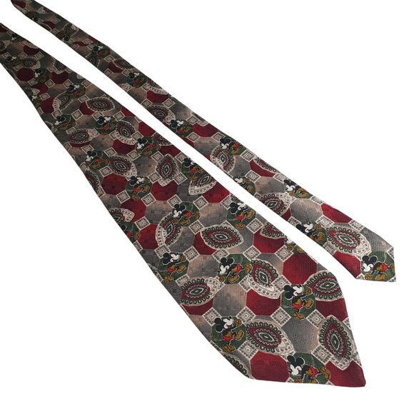 Vintage Mickey Co Disney Atlas Design Silk Tie Gothenburg Sweden Mouse Designer - Picture 1 of 5